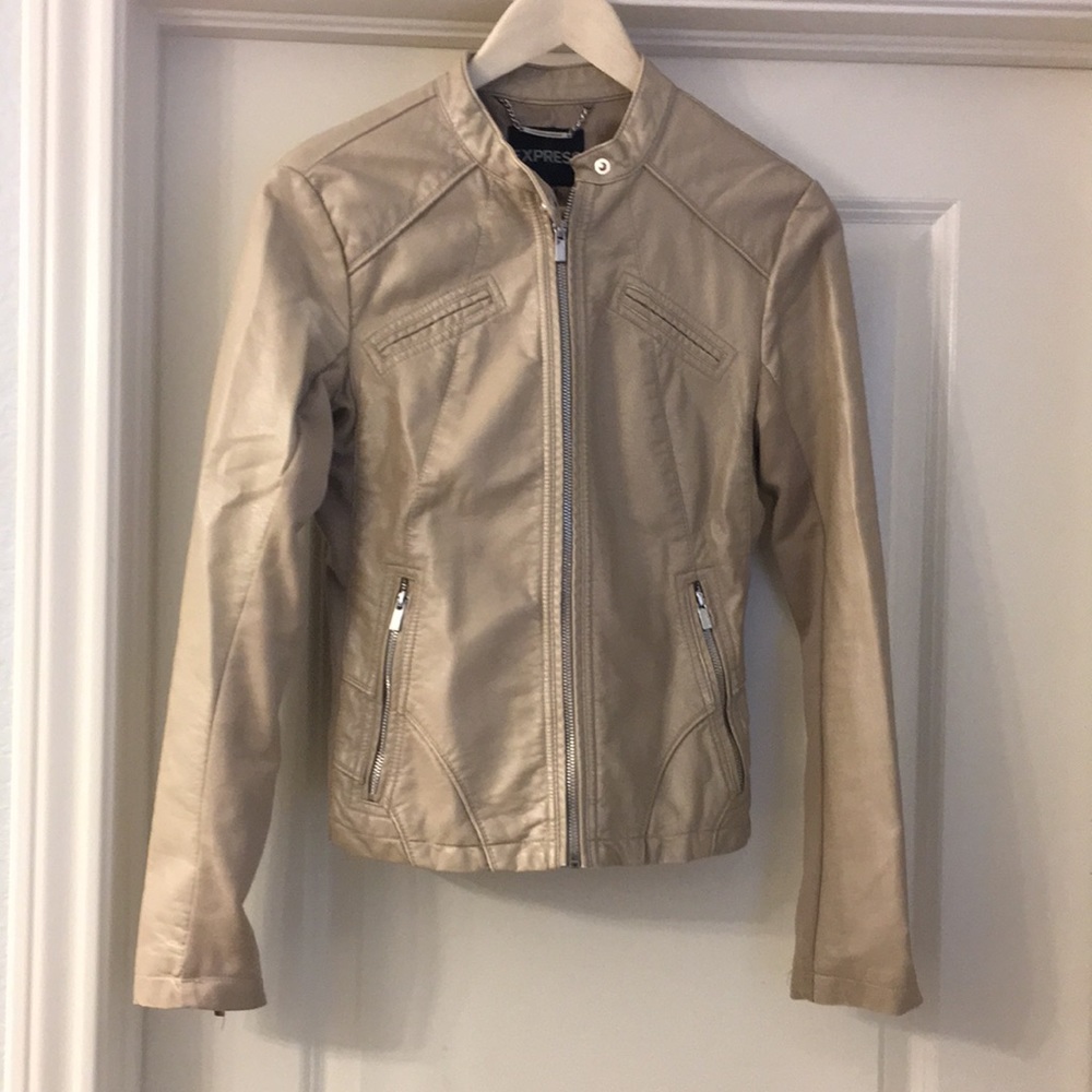 Tan Express Faux Leather Jacket - XS